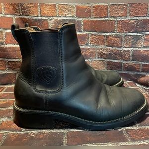 PRO ARIAT Size 8B Black Leather Pull On Ankle Boots #59105